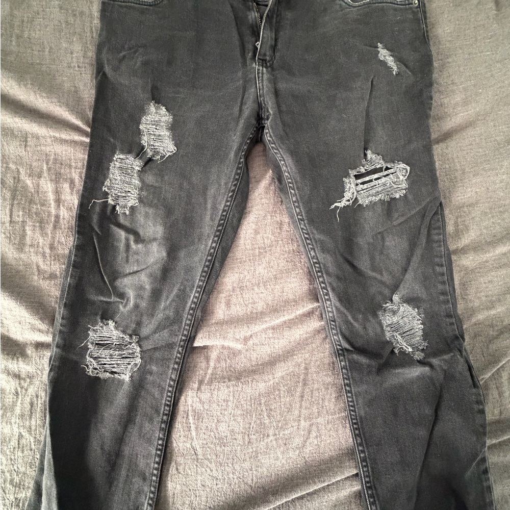Black Kaviar Dark Gray Ripped Skinny Jeans